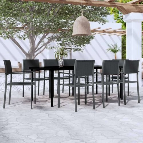 9-dijelni vrtni blagovaonski set crni Slike