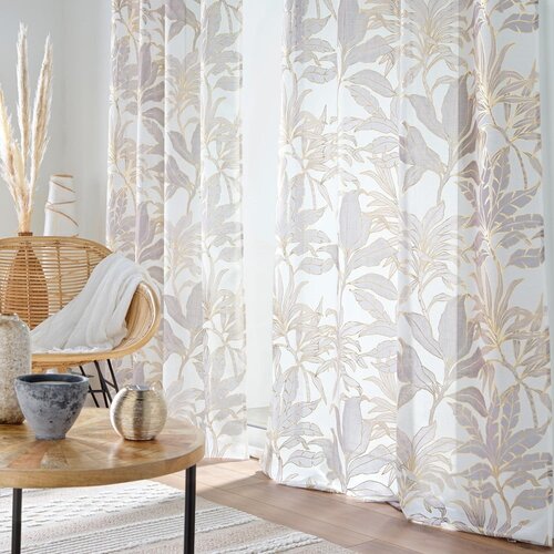 Douceur d int&amp;eacute;rieur Bež-zlato prosojna zavesa 135x240 cm Vayana &amp;ndash; Slike