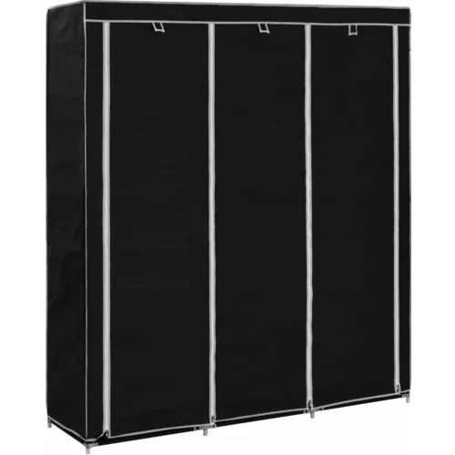 vidaXL Garderobna omara s predelki in palicami črna 150x45x175cm blago, (20621388)