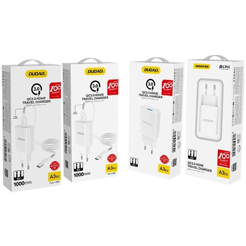  USB zidni punjač DUDAO 5V / 2.4A Quick Charge 3.0 Slike