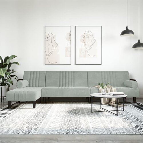 vidaXL Kutna garnitura na razvlačenje svjetlosiva 260x140x70 cm baršun Cijene