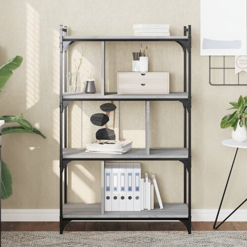 vidaXL Knjižna omara 4-nadstropna siva sonoma 76x32x123 cm inž. les Cene