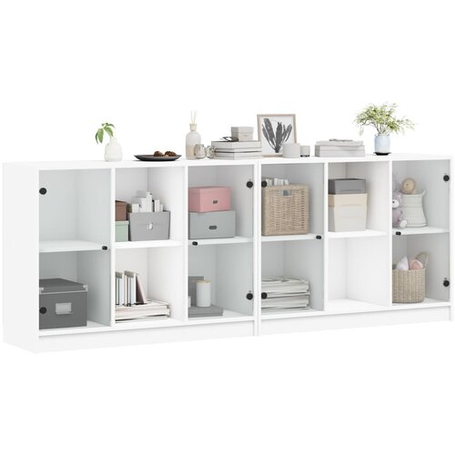 Regal za knjige s vratima bijeli 204x37x75 cm konstruirano drvo Slike