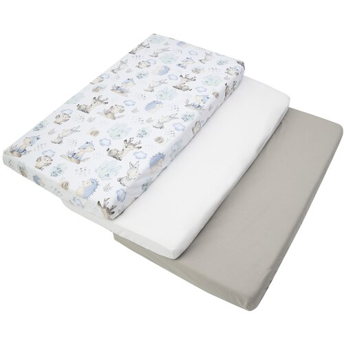 Medi Partners Set of 3 pcs. Fitted Sheet 60x120 cm 100% Cotton Baby Bed Linen Mattress Slike