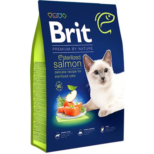 Brit Premium by Nature Cat Sterilized Salmon - hrana za odrasle sterilisane mačke sa lososom (1,5kg, 8kg) 8kg Cene