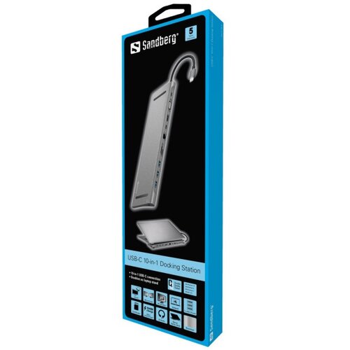 Sandberg docking station snadberg 10in1 usb-c - HDMI/VGA/LAN/3xUSB 3.0/USB c 136-31 Slike