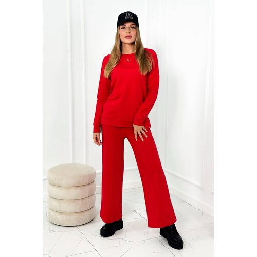 Kesi Cotton set Sweatshirt + Wide leg trousers red Slike