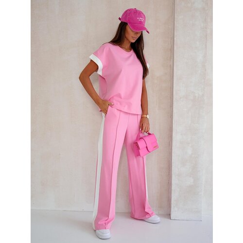 Resti Aurora Rosa &amp;ndash; Pink cotton tracksuit set with wide trousers Slike