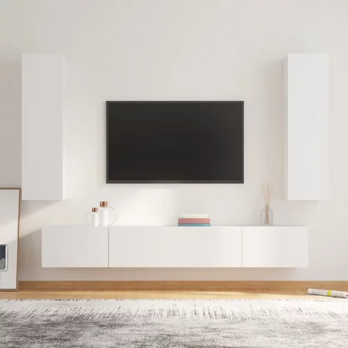  4-dijelni set TV ormarića bijeli od konstruiranog drva
