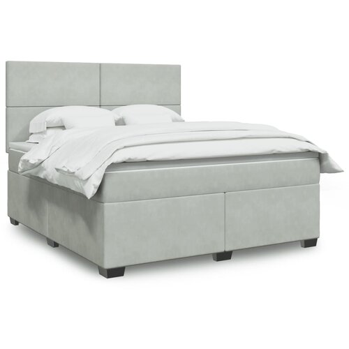 vidaXL Box spring postelja z vzmetnico svetlo siva 180x200 cm žamet Cene