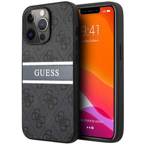  Maska za telefon za iPhone 13 Pro 6.1 Guess Stripe (GUHCP13L4GDGR), Siva Cene