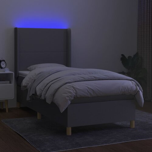  box spring s madracem LED svjetlosivi 80x200 cm tkanina Slike