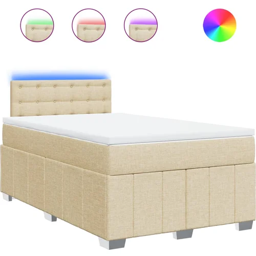 vidaXL Box spring postelja z vzmetnico krem 120x200 cm blago, (21309175) vidaXL Box spring postelja z vzmetnico krem 120x200 cm blago, (21309175)