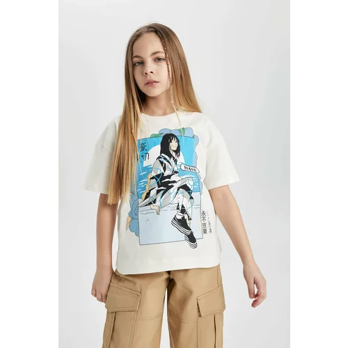 Defacto Girl Oversize Fit Printed Short Sleeve T-Shirt