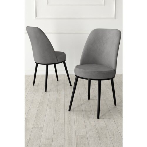 Hanah home set trpezarijskih stolica Jaxe 2 kom, siva tkanina Babyface, crne metalne noge Cene