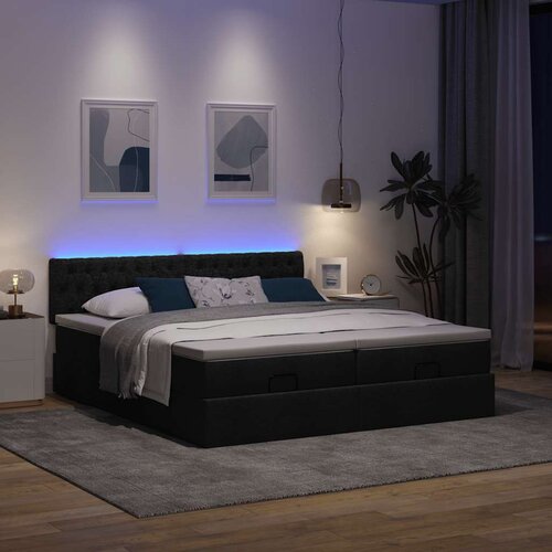 VidaXL otomanski okvir kreveta s madracima crni 200x200cm od tkanine Slike