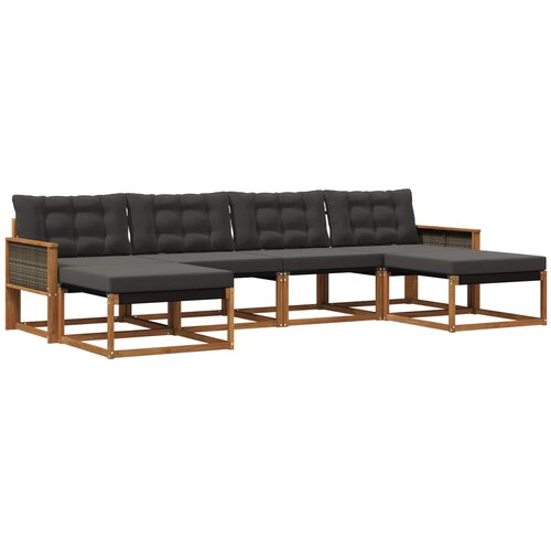 vidaXL Zunanja garnitura za sedenje z blazino 6 pcs Naravna in črna, (5000272873) Cene