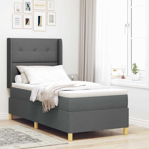  Krevet s opruga kutije s LED trakama Siva 100 x 200 cm tkanina Cene