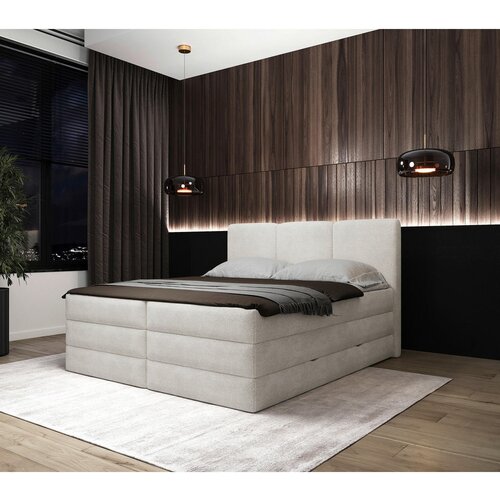 MID.YOU POSTELJA BOXSPRING 180 cm x 200 cm , les, tekstil, leseni material bela Cene