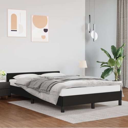 VidaXL Okvir za krevet s uzglavljem crni 120 x 200 cm od umjetne kože Slike