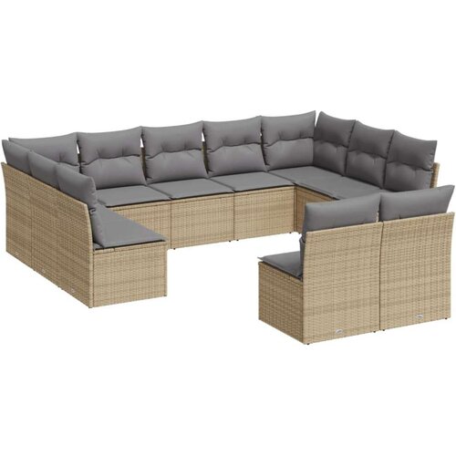  11-dijelni set vrtnih sofa od poliratana s jastucima bež Slike