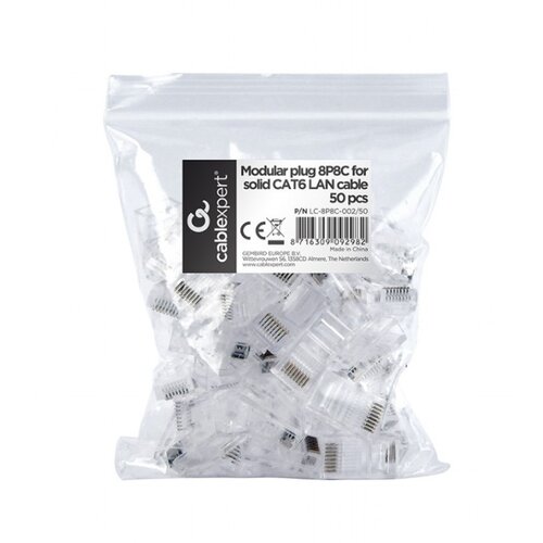 Gembird LC-8P8C-002/50 CAT6 modular plug 8P8C 30u gold plated RJ45, 50 u pak /cena po pakovanju Cene