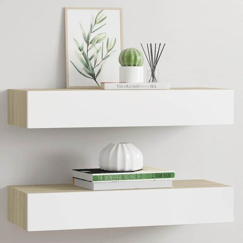  Zidne police s ladicama 2 kom. hrast i bijela 60x23,5x10 cm MDF Cijene