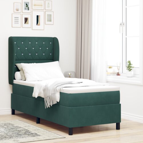 Box Postelja z vzmetnico Temno Zelena 80x200 cm Žamet, (22052642) Cene