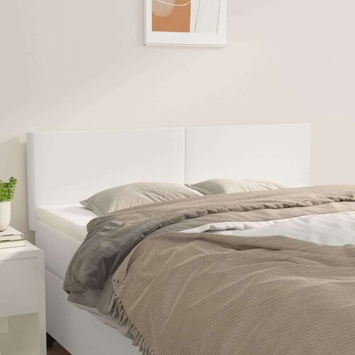  Posteljno vzglavje 2 kosa belo 72x5x78/88 cm umetno usnje, (20954521) Slike