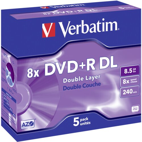 Verbatim 1x5 DVD+R Double Layer 8x Speed, Jewel Case 8,5GB Slike
