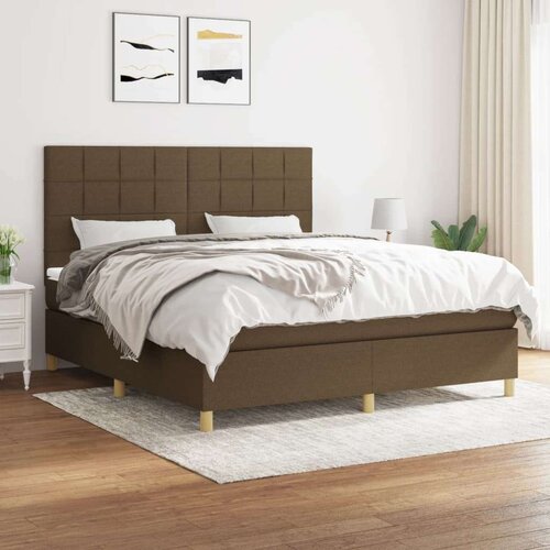  Box spring postelja z vzmetnico temno rjava 180x200 cm blago, (20896050) Slike