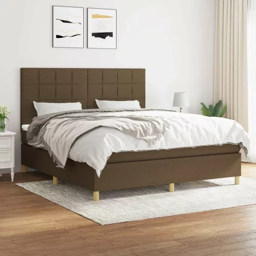  Box spring postelja z vzmetnico temno rjava 180x200 cm blago, (20896050)