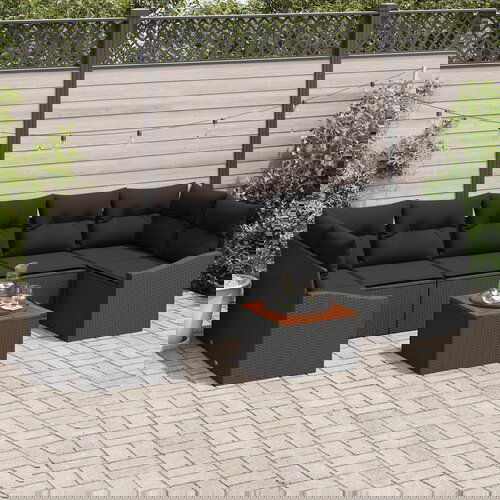 vidaXL Vrtni set sofe Set od 8 Crna Ratan i drvo Vrtni set sofe Cene
