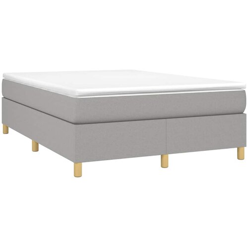  Krevet s oprugama i madracem svjetlosivi 140x190 cm od tkanine Slike