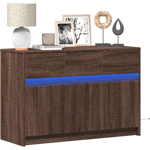 TV ormarić s LED svjetlima boja hrasta 91x34x61 cm drveni Cene