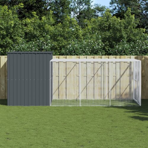 VidaXL Pasja uta z izhodom antracitna 214x457x181 cm pocinkano jeklo Slike