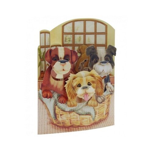 Santoro Swing - Čestitka 3D - Swing, Puppies in a Basket Slike