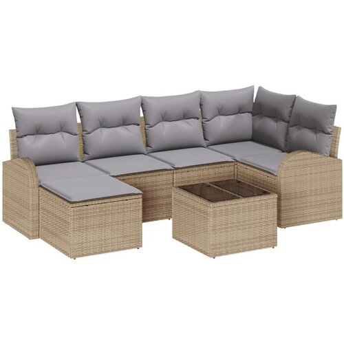  7-dijelni vrtni sofa set s jastučićima crni poli ratan Cene