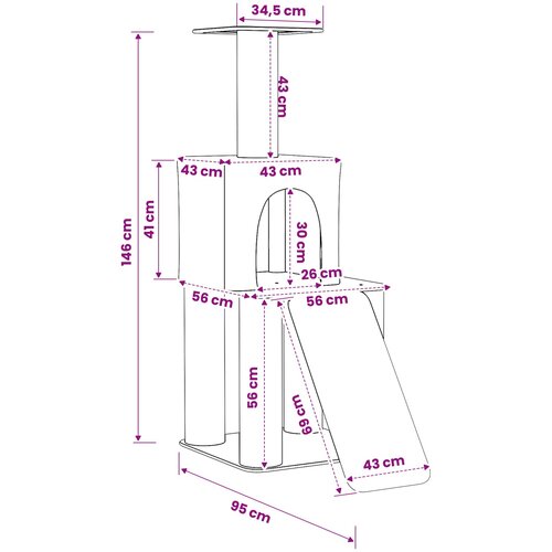  Mačje drvo s sisalnim postoljima za grebanje Tamnosiva 146 cm Slike
