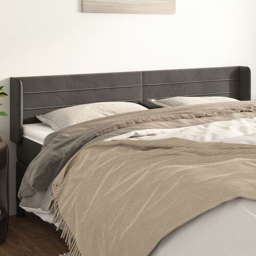 VidaXL Uzglavlje s u&amp;scaron;ima tamnosivi 203x16x78/88 cm bar&amp;scaron;unasti Slike
