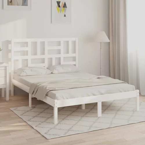  Okvir za krevet od masivnog drva bijeli 150 x 200 cm 5FT King