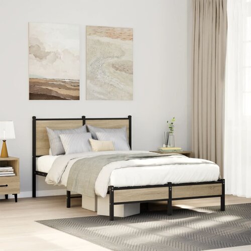 Furnova Kovinski posteljni okvir brez vzmetnice sonoma hrast 120x200 cm, (21935812) Slike