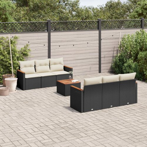  7-dijelni set vrtnih sofa od poliratana s jastucima crni Slike