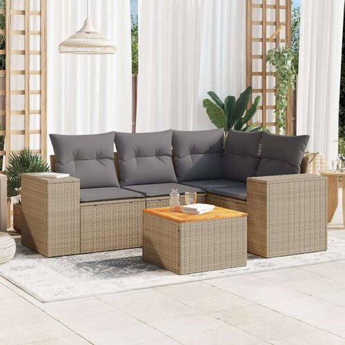 vidaXL 5-dijelni vrtni set sofa s jastucima bež od poliratana Cijene