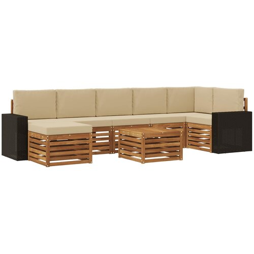 vidaXL Zunanja garnitura za sedenje z blazino 8 pcs Naravna in bež, (5000279547) Cene