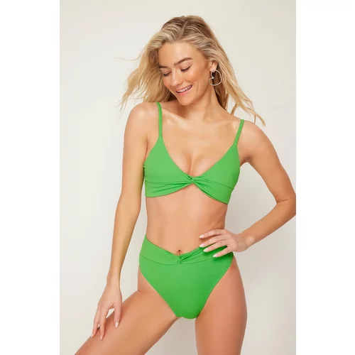 Trendyol Green Triangle Knot Bikini Top