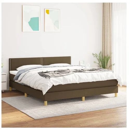 vidaXL Box spring postelja z vzmetnico temno rjava 160x200 c