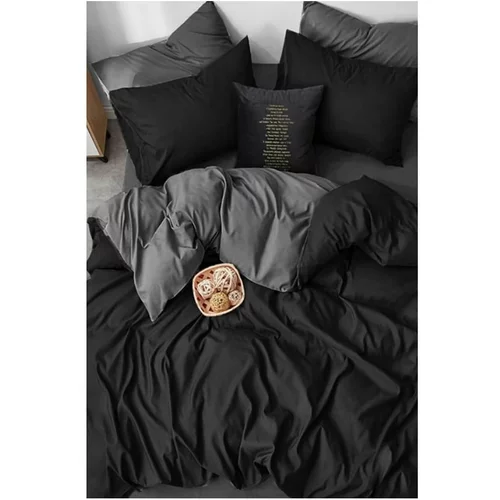 Mila Home Črno-siva bombažna podaljšana posteljnina za zakonsko posteljo z rjuho 200x220 cm - Mila Home