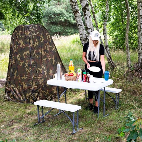  Set za catering stol + klupe 105 x 65 x 69 cm bijeli Slike