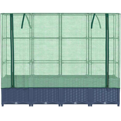  Povi&amp;scaron;ena gredica s pokrovom za staklenik izgled ratana 160x40x138 cm Slike